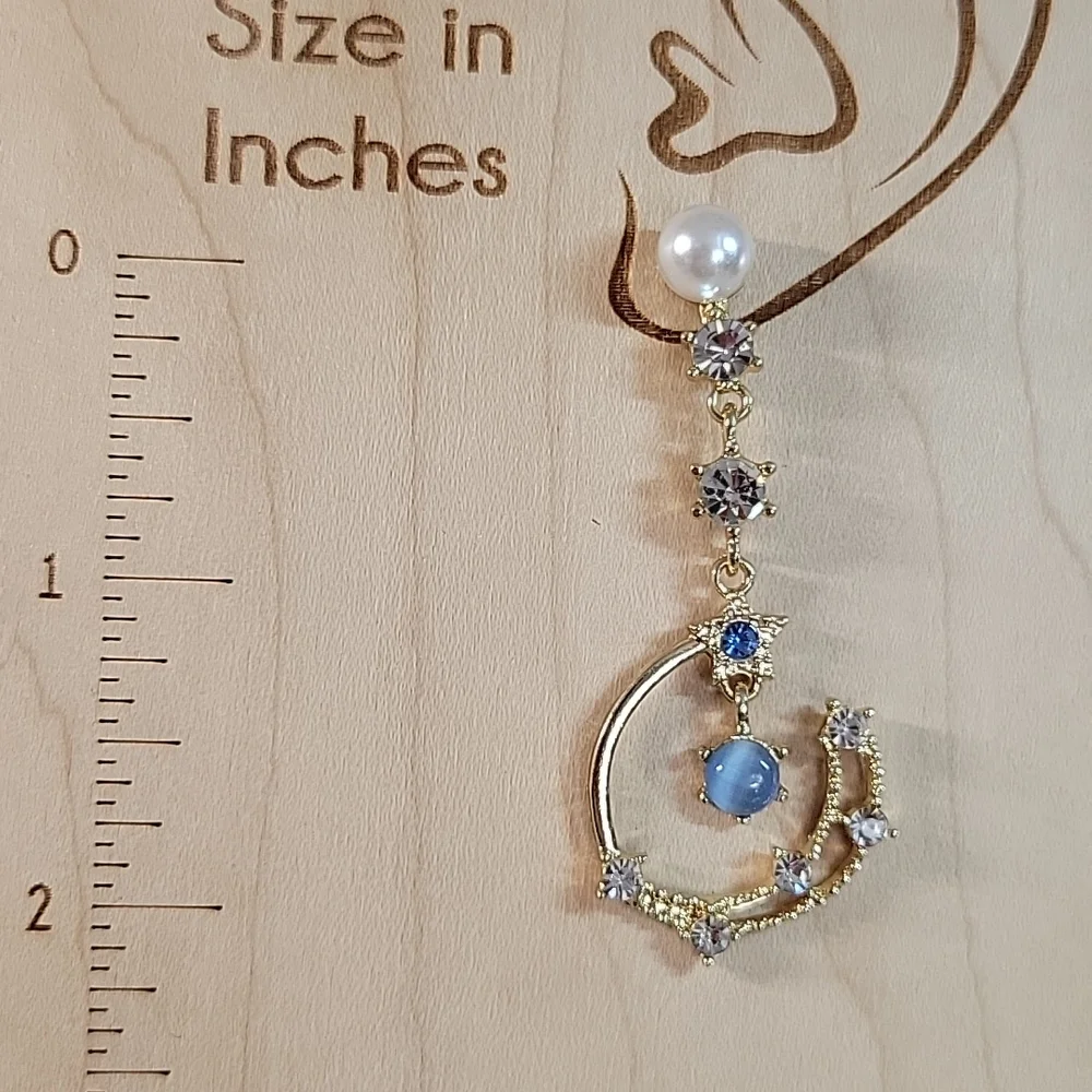 Celestial Embellished Drop Earrings, S925 - Picture 8 of 9